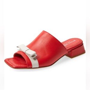 BEAUTIISOLES Elisa slide red & white sandal/women size 6